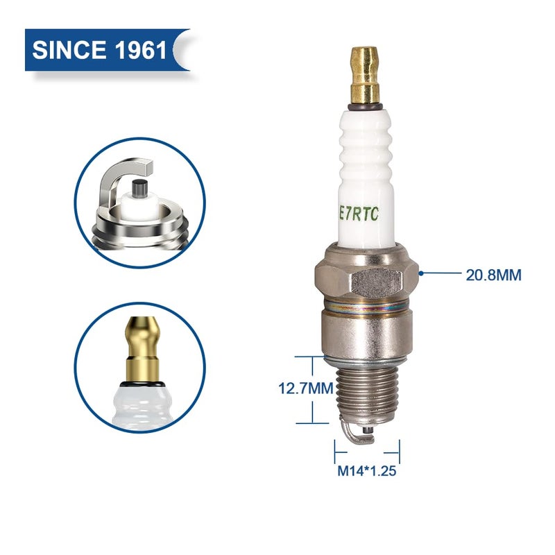 TORCH 2PK TORCH E7RTC Spark Plug Replace for NGK 7022 BPR6HS 6422 BPR7HS Spark Plug, for CHAMPION RL82YC QL82YC, for DENSO W22FPR-U, for BOSCH W225T7 WR6BC WR5BC, OEM - Image 2